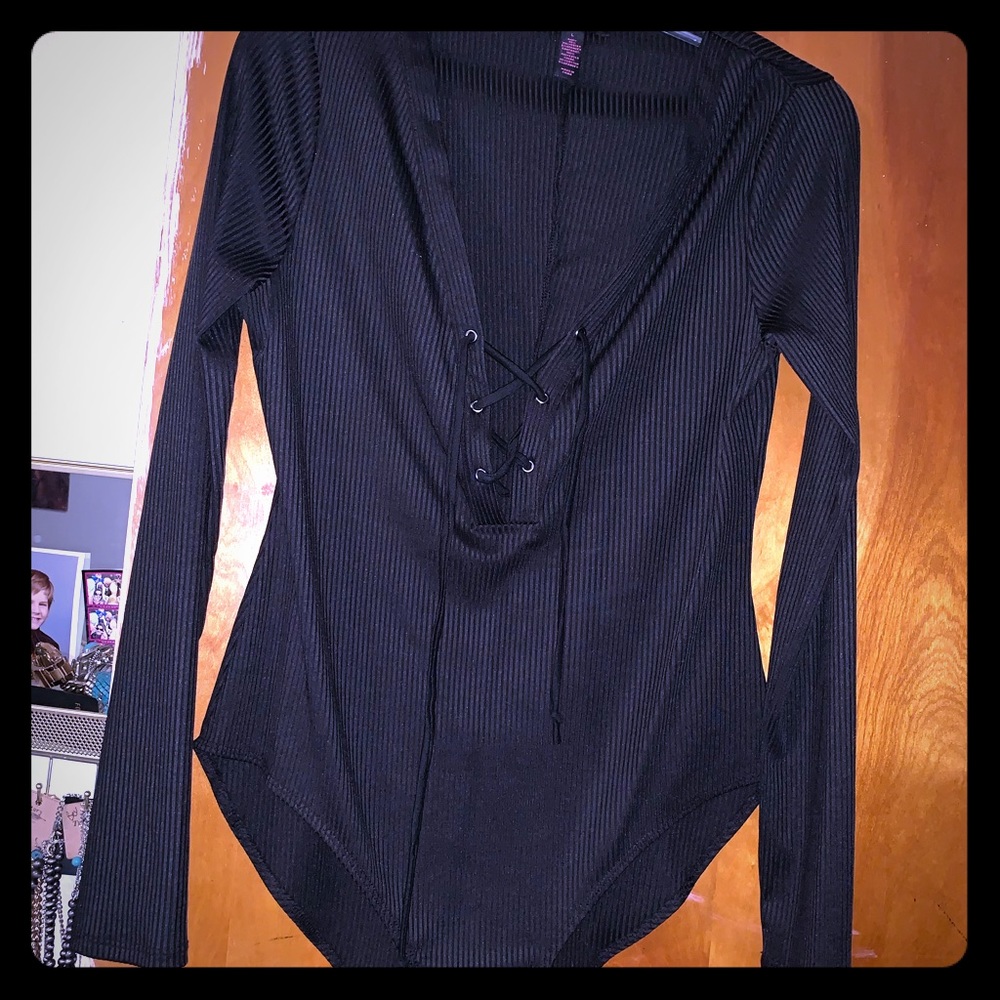 Black lace up Body Suit